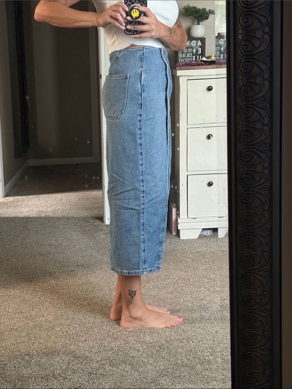 Women’s Zara Classic Side Button-Front Denim Midi Skirt size medium - Picture 2 of 6